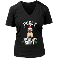 Pugly Ugly Pug Dog Tshirt - Christmas Doggy T-Shirt - Womens Plus Size Up To 4X