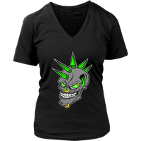 Punk Rock Halloween Skull Tshirt - Mohawk Spike Hair Tee - Womens Plus Size Up To 4X