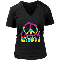 Groovy Peace Sign 60s 70s Tshirt Retro Hippie Soul V-Neck T-Shirt Womens Plus Size S-4XL