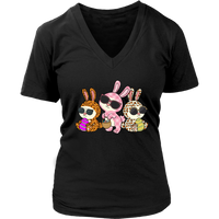 Womens Easter Rabbits T-Shirt Leopard Cheetah Animal Print Plus Size V-Neck Up to 4X