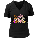 Womens Easter Rabbits T-Shirt Leopard Cheetah Animal Print Plus Size V-Neck Up to 4X