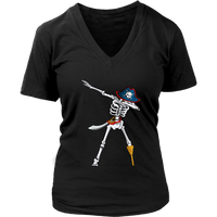 Dabbing Pirate Skeleton Tshirt - Funny Halloween Dab T-Shirt - Womens Plus Size Up To 4X