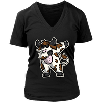 Dab Dance Pose Cow Tshirt - Funny Dairy Farmer T-Shirt - Womens Plus Size Up To 4X