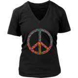 Mandala Peace Sign T-Shirt - 70s Retro Feathers Tee - Womens Plus Size up to 4X