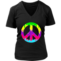 Dripping Paint Peace Sign T-Shirt - 60s 70s Hippie Retro Tee - Womens Plus Size up to 4X