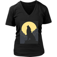 Howling Wolf T-Shirt - Halloween Art T Shirt - Full Moon - Womens Plus Size up to 4X