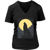 Howling Wolf T-Shirt - Halloween Art T Shirt - Full Moon - Womens Plus Size up to 4X