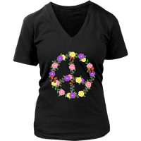 Flower Butterflies Peace Sign Tshirt - Retro 60s 70s Tee - Womens Plus Size Up To 4X