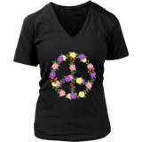 Flower Butterflies Peace Sign Tshirt - Retro 60s 70s Tee - Womens Plus Size Up To 4X