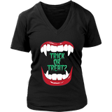 Halloween Trick or Treat T-Shirt - Vampire Fangs Tshirt - Womens Plus Size up to 4X