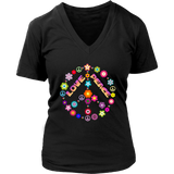 Peace Love Sign T-Shirt - Cute Retro Flowers Tee - Womens Plus Size up to 4X