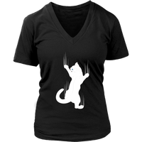 Clinging Kitty T-Shirt - Climbing Cat Tshirt - Claw Marks - Womens Plus Size Up To 4X