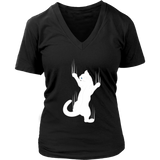 Clinging Kitty T-Shirt - Climbing Cat Tshirt - Claw Marks - Womens Plus Size Up To 4X