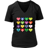 Hearts Peace Sign T-Shirt - Valentine Heart Retro Tee - Womens Plus Size up to 4X