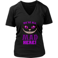 We're All Mad Here Grinning Cat T-Shirt - Funny Cats - Womens Plus Size Up To 4X