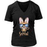 Sarcastic Serval Cat Funny I'm All Ears Wild Animal Feline V-Neck T-Shirt Womens Plus Size S-4XL