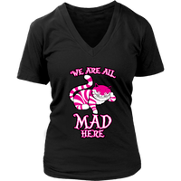 Cheshire Cat All Mad Here Grinning Wonderland Cat T-Shirt - Womens Plus Size Up To 4X