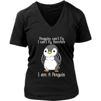 Penguins Can't Fly Cute Penguin Bird Flightless Animal V-Neck T-Shirt Womens Plus Size S-4XL