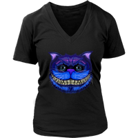 Cheshire Cat Face T-Shirt Big Faced Grinning Cat Tee Shirt - Womens Plus Size Up To 4X