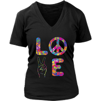 Peace and Love T-Shirt - Retro Tee - Kindness 60s 70s Tshirt - Womens Plus Size up to 4X