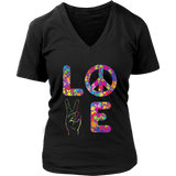 Peace and Love T-Shirt - Retro Tee - Kindness 60s 70s Tshirt - Womens Plus Size up to 4X