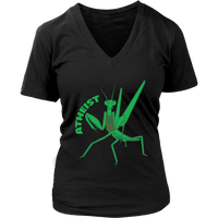 Atheist Praying Mantis Pun Tshirt - Atheism Humor Tee - Womens Plus Size Up To 4X