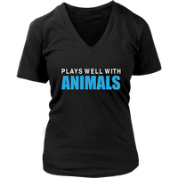 Plays Well With Animals - Pet Lover Shirt - Animal Rescue - Womens Plus Size Up To 4X