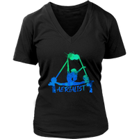 Aerialist Tshirt - Air Silk Acrobat Yoga Aerial Silks Dancer V-Neck T-Shirt Womens Plus Size S-4XL