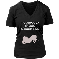 Yoga T-Shirt - Downward Facing Wiener Dog TShirt - Graphic T - Womens Plus Size Up To 4X