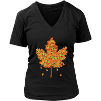 Autumn Season Maple Leaf Tshirt - Fall Leaves T-Shirt - Womens Plus Size Up To 4X