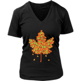 Autumn Season Maple Leaf Tshirt - Fall Leaves T-Shirt - Womens Plus Size Up To 4X