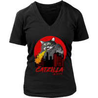 Catzilla T-Shirt - Cat Monster Tee - Japanese T Shirt - Womens Plus Size up to 4X