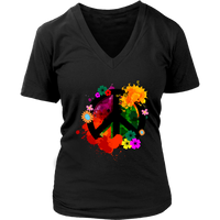 Paint Splatter Peace Sign T-Shirt - Retro Flowers Tee - Womens Plus Size Up To 4X