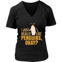 I Just Really Like Penguins Funny Cute Penguin Bird Animals V-Neck T-Shirt Womens Plus Size S-4XL