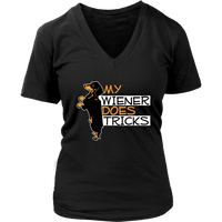 My Wiener Does Tricks Shirt - Weiner Dog T-Shirt - Graphic T - Womens Plus Size Up To 4X