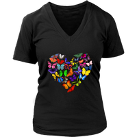 Womens Heart Full of Butterflies T-Shirt Mother's Day Tee Plus Size Up to 4X