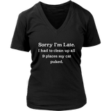 Funny Late Excuse T Shirt Cat Puke Cat Lover Tee Shirt - Womens Plus Size Up To 4X