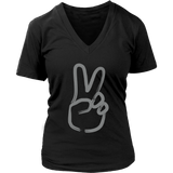 Hand Peace Sign T-Shirt - Grey 60s 70s Hippie Retro Tee - Womens Plus Size up to 4X