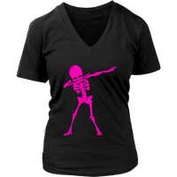 Neon Pink Dabbing Skeleton Tshirt Halloween Dancing Monster - Womens Plus Size up to 4X