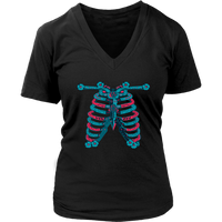 Skeleton Ribs Tshirt - Halloween Ribcage Bones Tee Shirt - Womens Plus Size Up To 4X