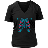 Skeleton Ribs Tshirt - Halloween Ribcage Bones Tee Shirt - Womens Plus Size Up To 4X