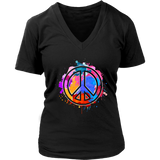 Peace Sign Artistic T-Shirt - Creative Paint Tee - Retro 70s - Womens Plus Size up to 4X