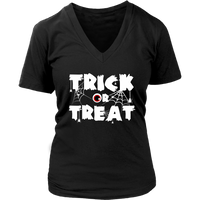 Trick or Treat T-Shirt Halloween Scary Eyeball Cobwebs Tee - Womens Plus Size up to 4X