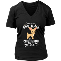 Dog Hair Chihuahua Glitter T-Shirt Puppy Pet Owner Tee - Womens Plus Size Up To 4X