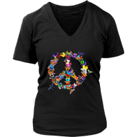 Butterfly Peace Sign Tshirt - Retro 70's Butterflies Tee - Womens Plus Size Up To 4X