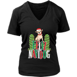 Feliz Navidad Dog Pun Tshirt - Navidog Christmas T-Shirt - Womens Plus Size Up To 4X