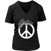 Dove Birds Peace Sign T-Shirt - Doves 70s Retro Tee - Womens Plus Size up to 4X