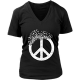 Dove Birds Peace Sign T-Shirt - Doves 70s Retro Tee - Womens Plus Size up to 4X