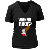 Wanna Race T-Shirt - Baseball League Catcher Tee Shirt - Womens Plus Size up to 4X