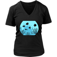 Fishbowl T-Shirt - Fishes Tshirt - Under the Sea - Womens Plus Size up to 4X